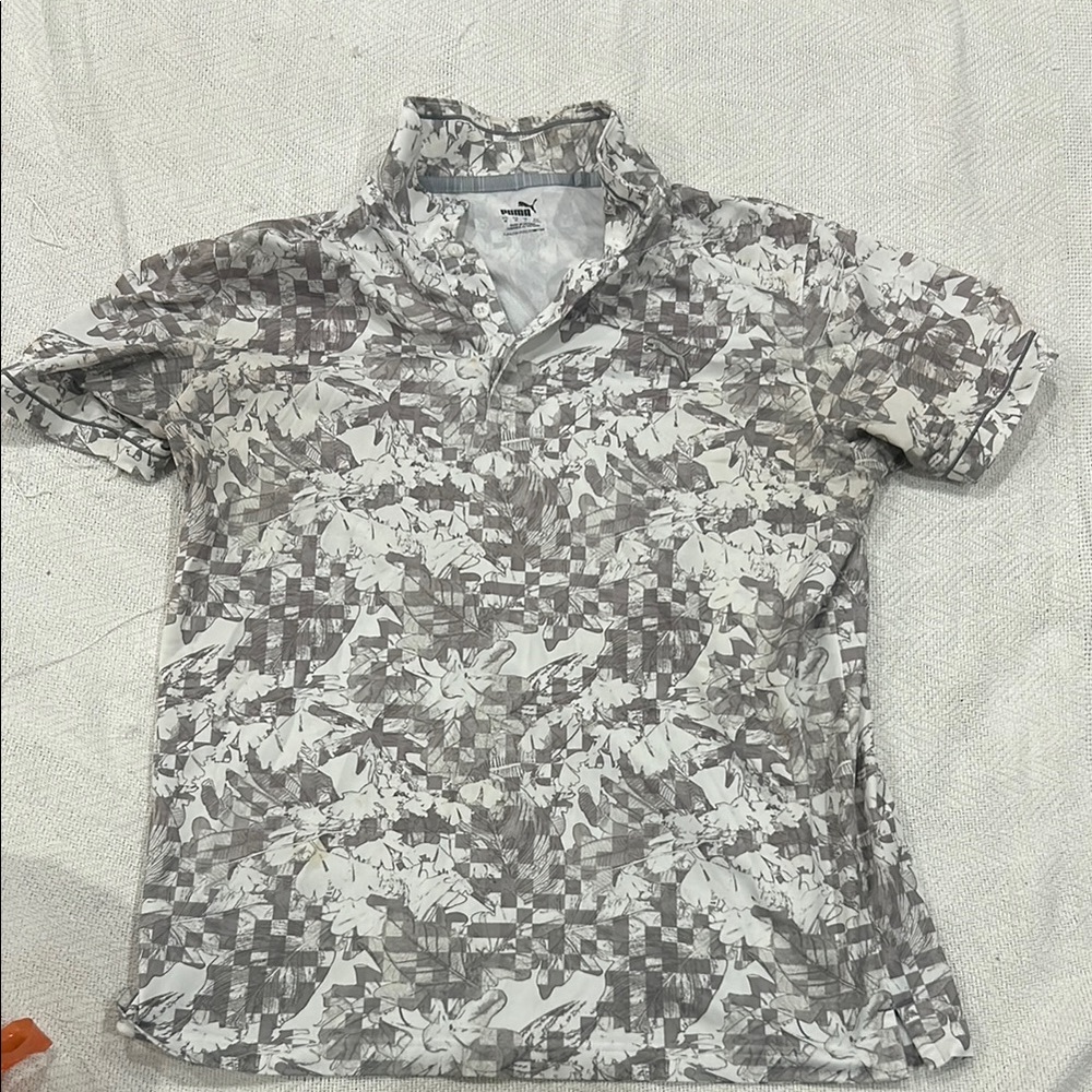 Puma Digital Camo Gray White Polo Shirt